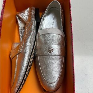 Tory Burch Silver Ballet Loafers